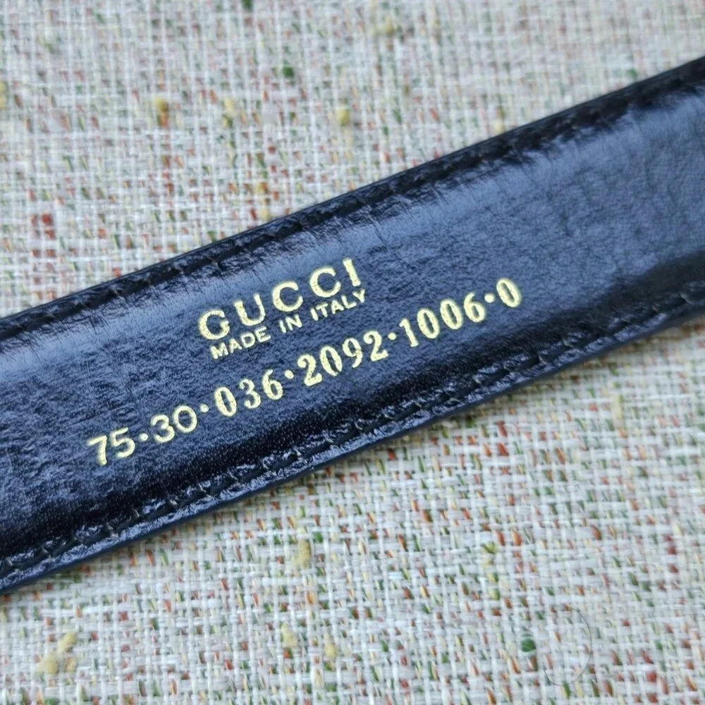 Vintage Gucci Ladies Belt Black Genuine Leather Waistband Size 25 Made in Italy - Picture 10 of 10